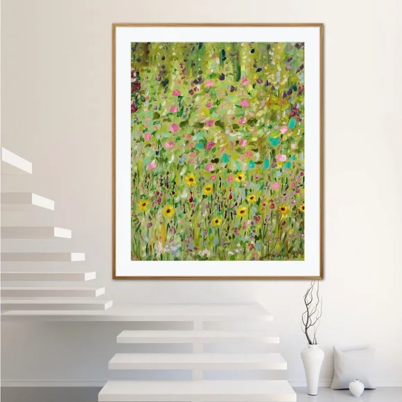 Flower Garden Wild Free Art Print Abstract floral whimsy cottagecore fairy decor - Picture 6 of 7